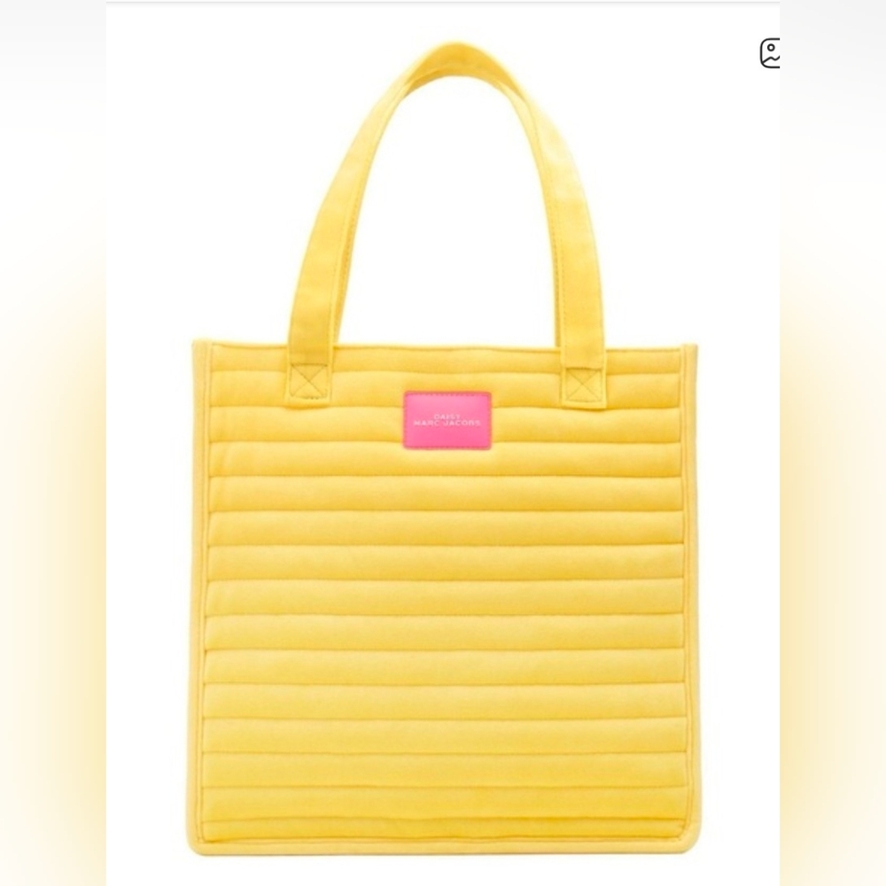 Marc Jacobs Yellow Quilted Tote with Pink Logo Patch